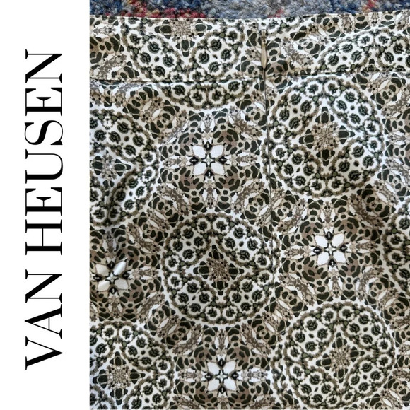 🛍️3/$40 Van Heusen Studio Lined Cotton Skirt Back Zipper Cream Tan Size 8 - Picture 5 of 5